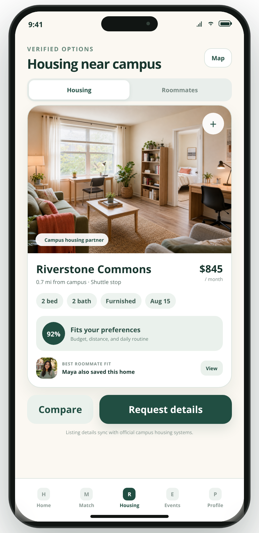Riverstone Commons housing recommendation in HallMatch